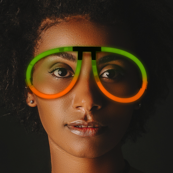Glow Orange & Green Bi-Color Aviator Style Eyeglasses