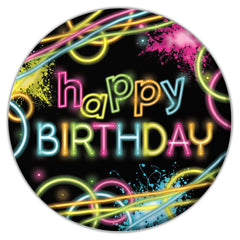 Glow Party Birthday Plates - 8 Per Pack