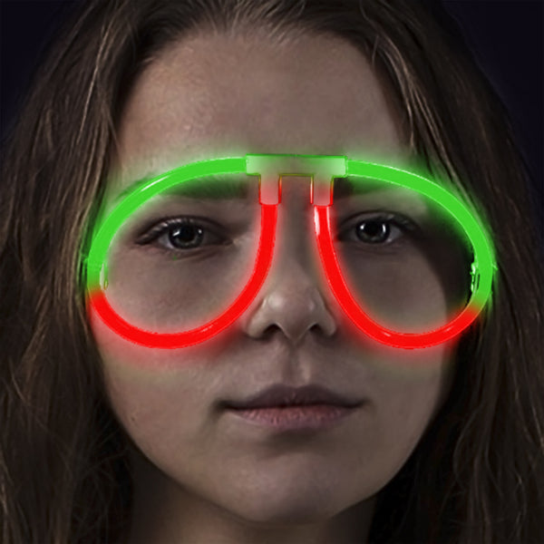 Glow Red & Green Bi-Color Aviator Style Eyeglasses