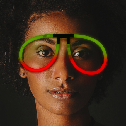 Glow Red & Green Bi-Color Aviator Style Eyeglasses