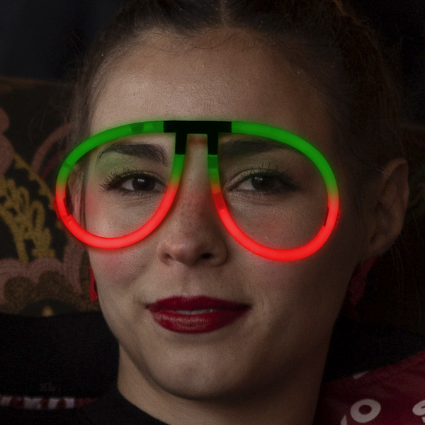 Glow Red & Green Bi-Color Aviator Style Eyeglasses