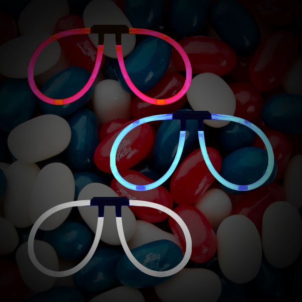 Aviator Style Patriotic Red, Blue & White Glow Eyeglasses - Pack of 150