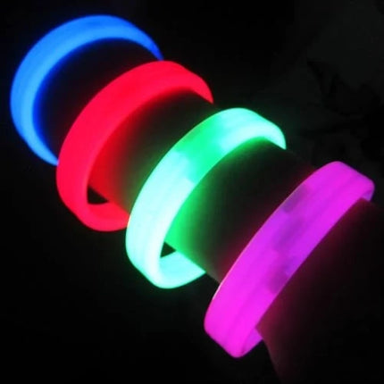 8 Inch Triple Wide Glow Bracelets/Wristbands