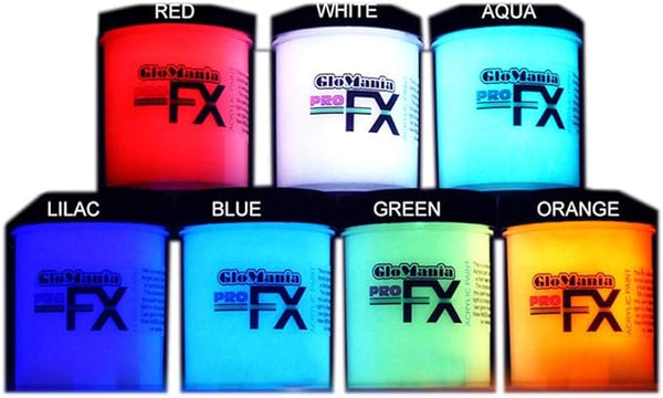 Glomania 7 Color Set of 1oz Glow in The Dark Paint
