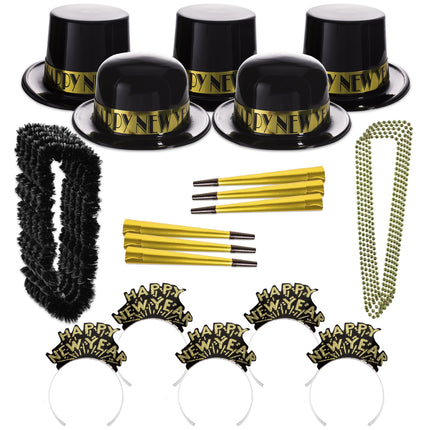 Gold Showboat New Year Party Kit For 100 Guests