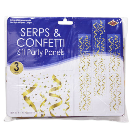 12" x 6' Gold Swirl Party Panels - 3 Per Pack