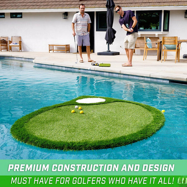 Gosports Giant 6' Floating Island Golf Green With 24 Floating Foam Balls And Hitting Mat