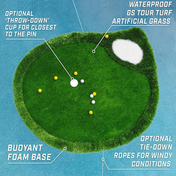 Gosports Giant 6' Floating Island Golf Green With 24 Floating Foam Balls And Hitting Mat