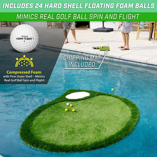 Gosports Giant 6' Floating Island Golf Green With 24 Floating Foam Balls And Hitting Mat