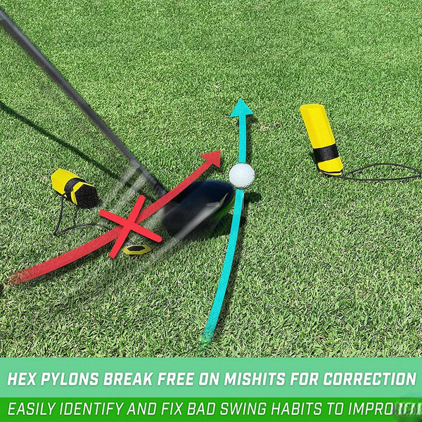 Gosports Golf Hex Track Swing Path Training Pylons - Fix Slices, Hooks, Alignment And More