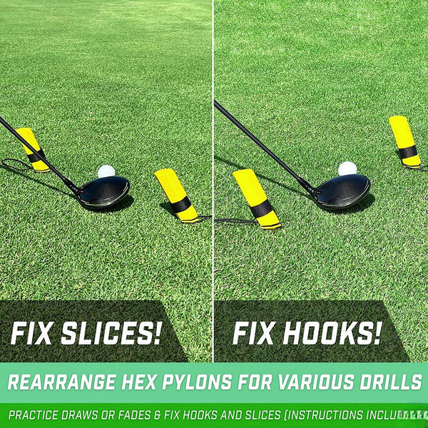 Gosports Golf Hex Track Swing Path Training Pylons - Fix Slices, Hooks, Alignment And More