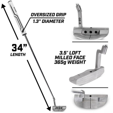 Gosports Gs2 Tour Golf Putter - 34" Right-Handed Mallet Putter With Oversized Fat Grip And Milled Face