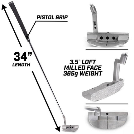Gosports Gs2 Tour Golf Putter - 34" Right-Handed Mallet Putter With Pistol Grip And Milled Face