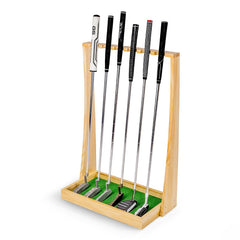 Gosports Premium Wooden Golf Putter Stand - Indoor Display Rack - Holds 6 Clubs - Natural