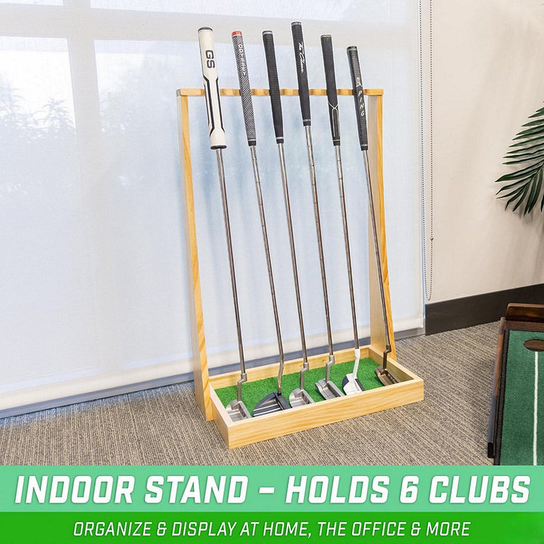 Putting Rack Gosports Premium Wooden Golf Putter Stand - Indoor Display Rack - Hold ...