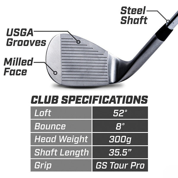 Gosports Tour Pro Golf Wedges – 52 Degree Gap Wedge In Satin Finish (Right Handed)