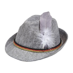 23 1/2" circ. Gray German Alpine Felt Hat with Feather
