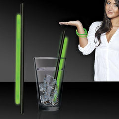 Green Glow 9 Inch Straws & Bracelets