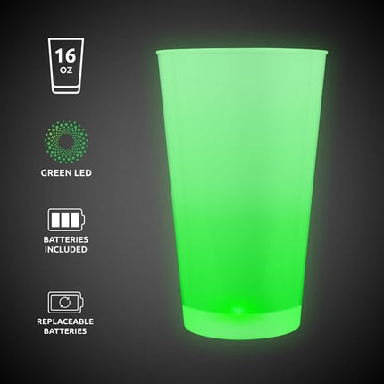 Green LED Light Up 16 Oz Pint Glass