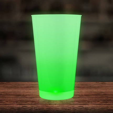 LED Light Up Green 16 Oz Pint Glass