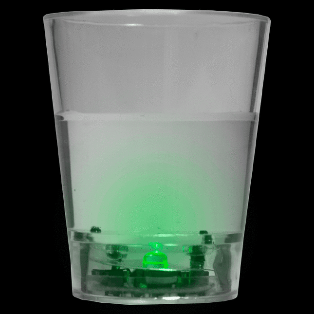 Green LED Light Up Liquid Activated Shot Glasses - 24 Per Pack