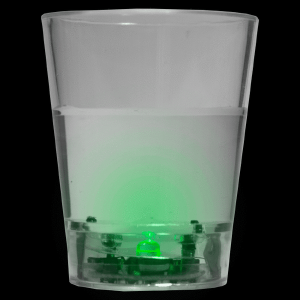 Green LED Light Up Liquid Activated Shot Glasses - 24 Per Pack