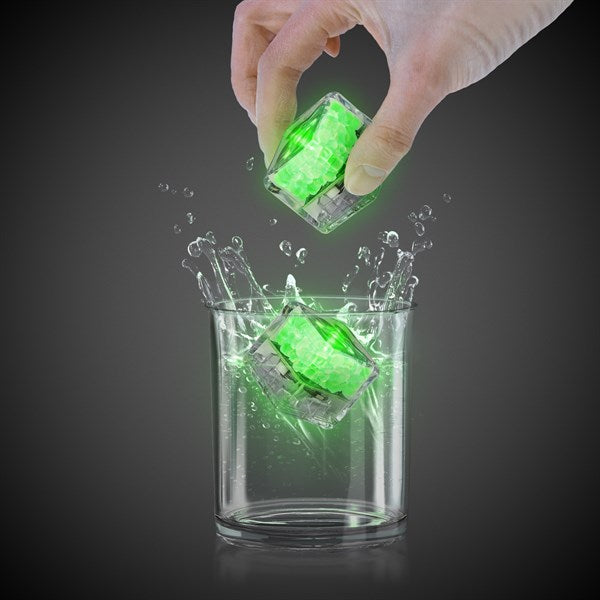 Green Liquid-Activated LED Ice Cubes - 12 Per Pack