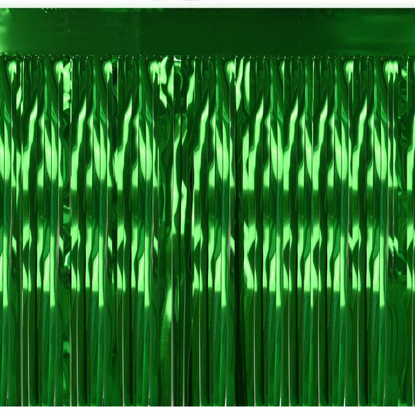 Green Metallic Fringed Table Skirt