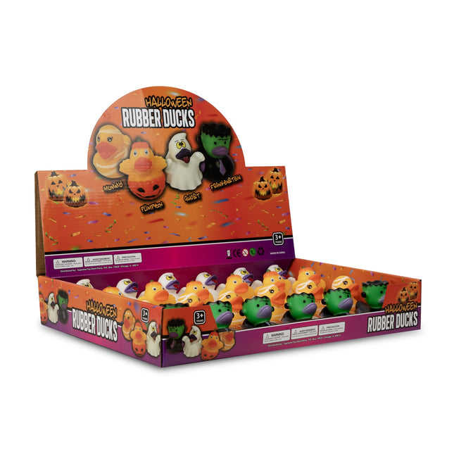 Halloween Assorted 4" Rubber Ducks Retail Display - 24 Per Pack