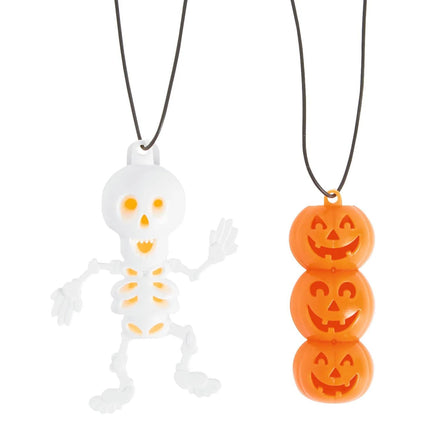 Halloween Character Glow Stick Plastic Charm Necklaces - 12 Pc