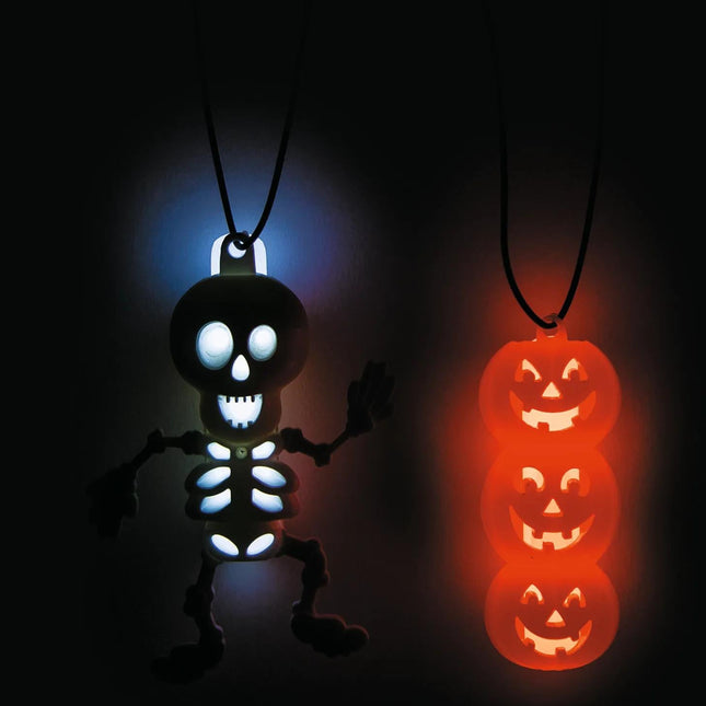 Halloween Character Glow Stick Plastic Charm Necklaces - 12 Pc
