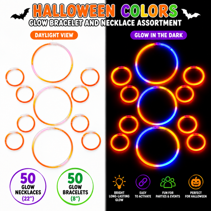 Halloween Colors Glow Bracelet & Necklace Assortment