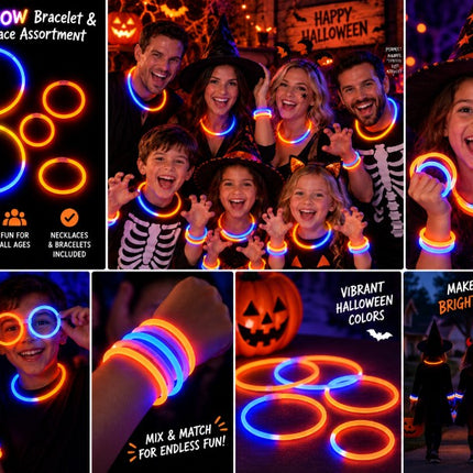 Halloween Colors Glow Bracelet & Necklace Assortment