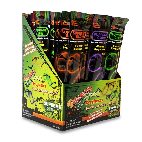 Halloween Glow Eyeglasses Retail Display - 48 Assorted Per Pack