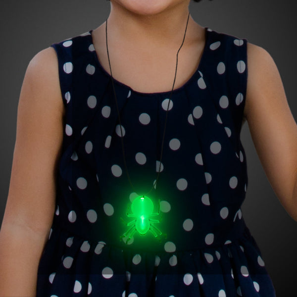 Halloween Glow Spider Necklaces Retail Hanging Display - 24 Per Pack