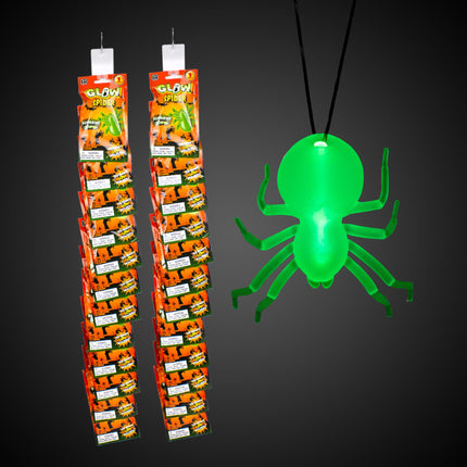 Halloween Glow Spider Necklaces Retail Hanging Display - 24 Per Pack