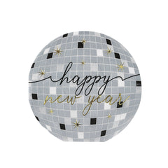 6 1/2" Happy New Year Disco Ball-Shaped Disposable Paper Luncheon Napkins - 16 Per Pack