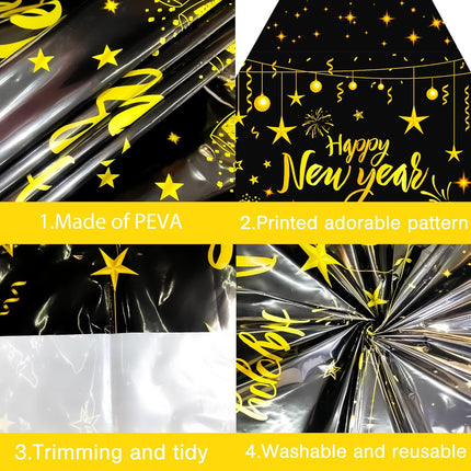 108"L x 54"W Happy New Year Tablecloths - 3 Per Pack