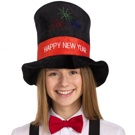 Happy New Year Velour Top Hat