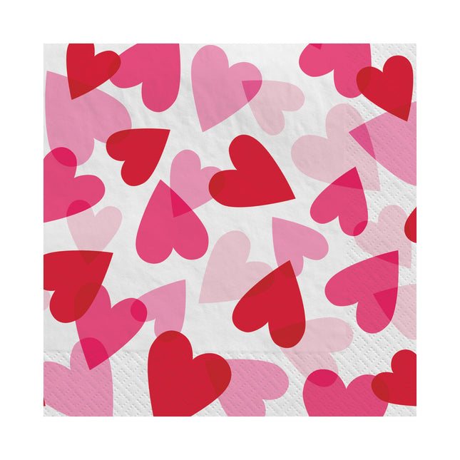 Hearts All Over Lunch Napkins - 40 Pieces Per Pack
