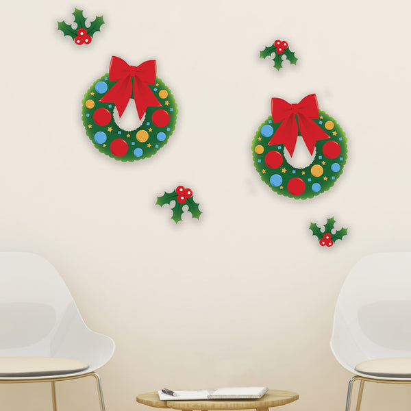 Holly & Wreath Christmas Cutouts - 6 Per Pack