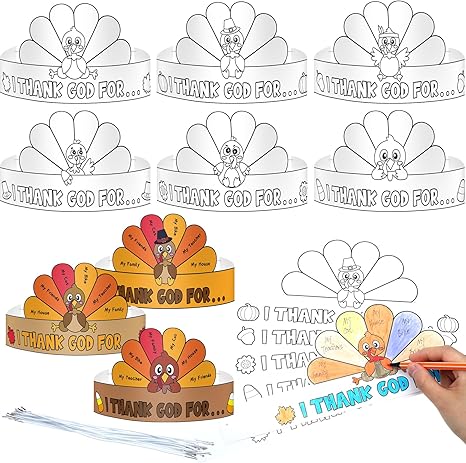 Color Your Own I Thank God Turkey Crowns