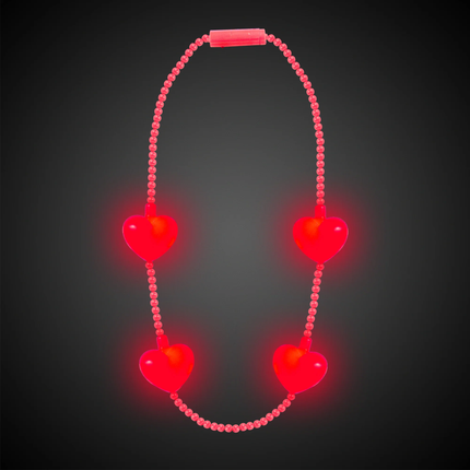 LED Jumbo Pink Hearts Necklace