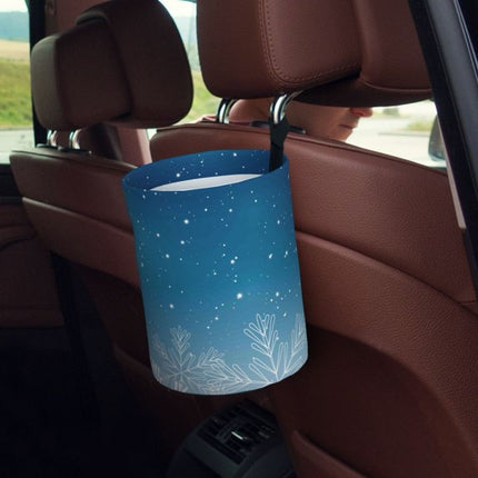 Leakproof Christmas Snowflakes Print Car Trash Can - Hanging Trash Bin