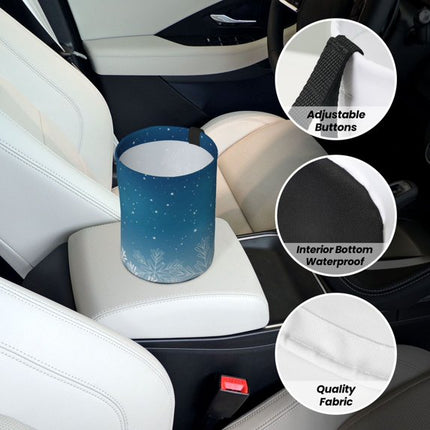 Leakproof Christmas Snowflakes Print Car Trash Can - Hanging Trash Bin