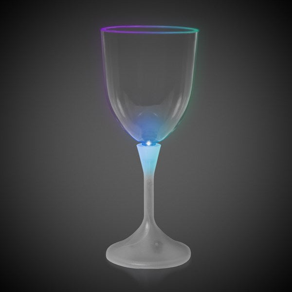 Multi‑Color LED 10 oz Wine Glass With White Stem