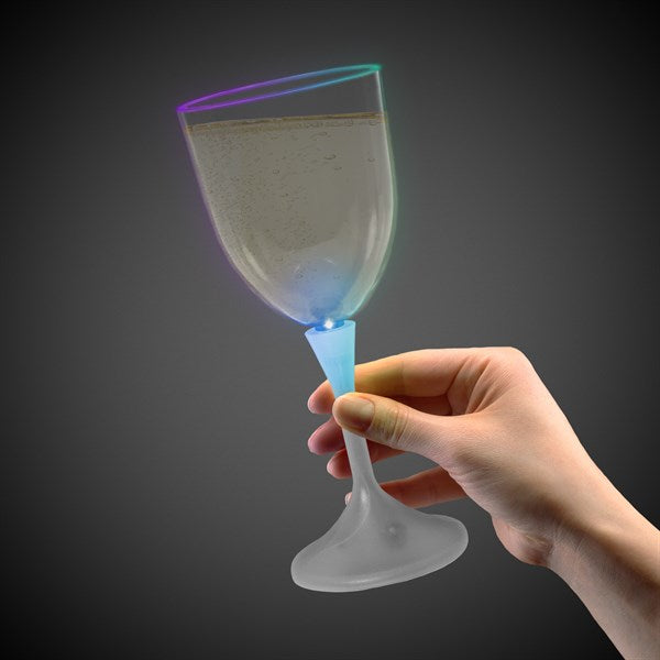 Multi‑Color LED 10 oz Wine Glass With White Stem