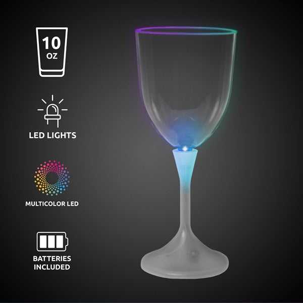 Multi‑Color LED 10 oz Wine Glass With White Stem
