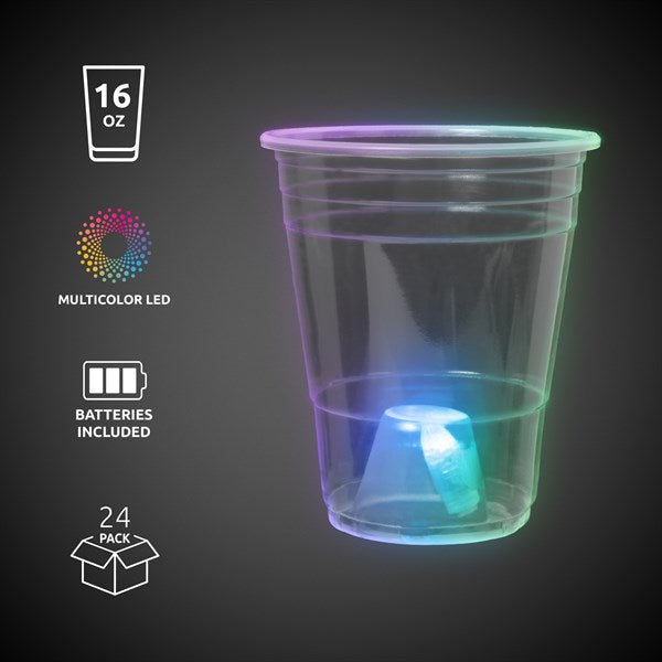 LED 16 Oz Disposable Party Cups - 24 Per Pack