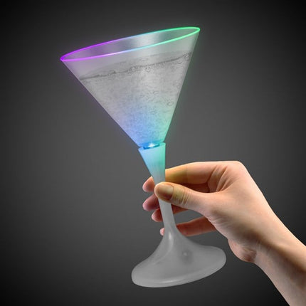 LED Multicolor Light Up 7 Oz Martini Glass With White Stem